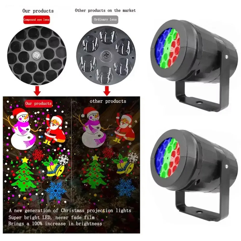Christmas Projector Lights Outdoor Holiday Led Projection Lamp Waterproof Dynamic Snowflake Lamp Stage Lights New Year Decor