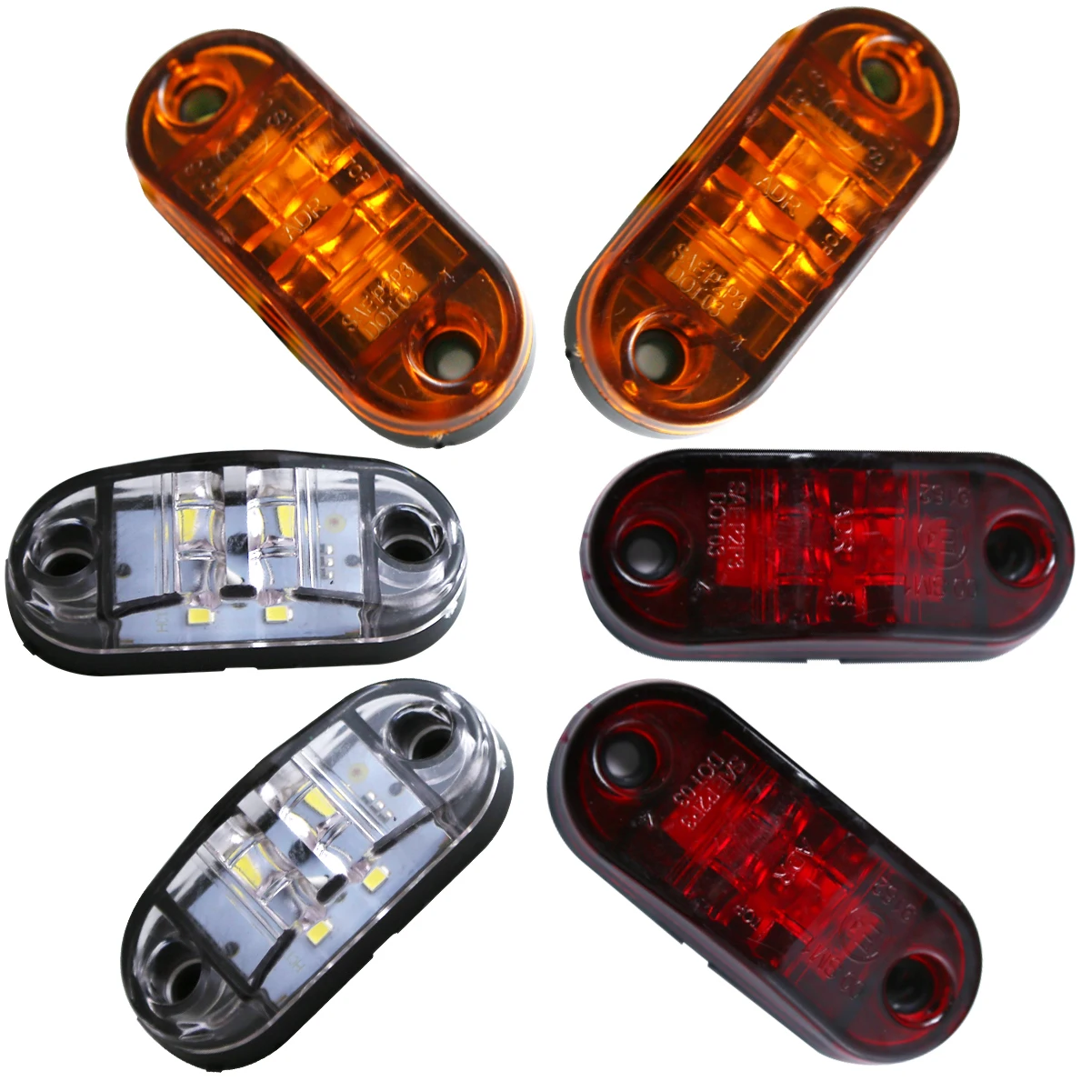 20/10PCS 4 LED 12 V-24 V Side MARKER ไฟรูปไข่ด้านหน้าด้านหลัง Clearance INDICATOR โคมไฟรถบรรทุกอุปกรณ์เสริมสําหรับรถพ่วง BUS Van caravan