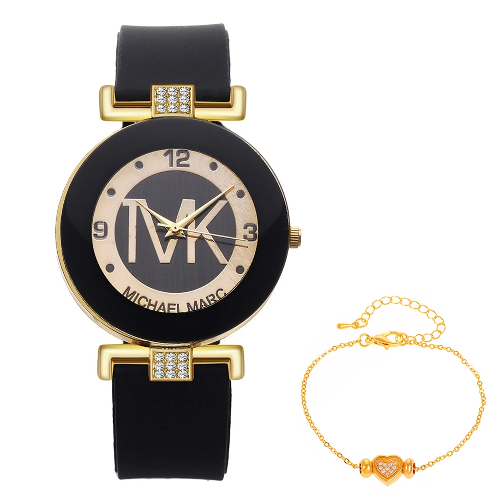 Reloj de mujer de marca TVK a la moda, reloj Simple de lujo con diamantes de imitación para mujer, reloj de cuarzo, reloj informal con correa de silicona para mujer
