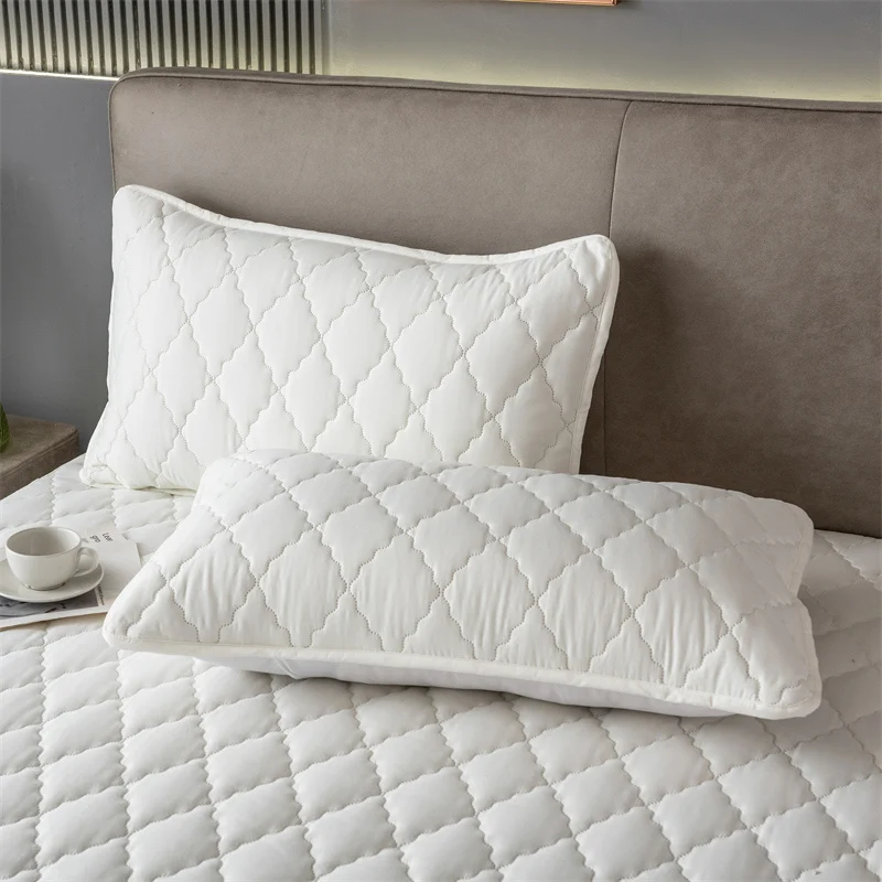 Fronha impermeável acolchoada de algodão escovado - conjunto de peça única / 2 peças capa de almofada macia e respirável para cama do quarto