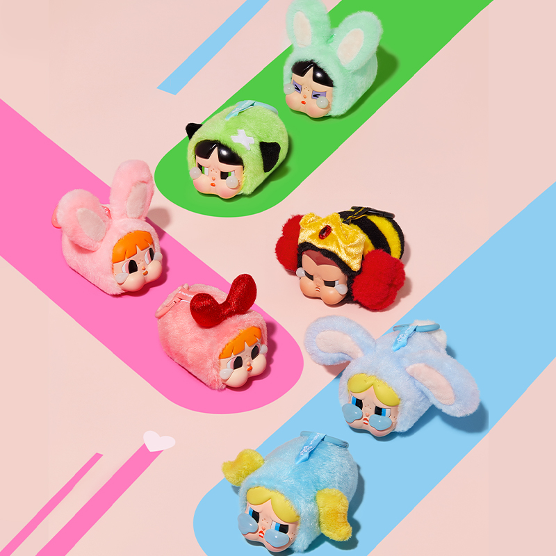POP MART CRYBABY x パワーパフガールズシリーズ - ビニールフェイスぬいぐるみブラインドボックス 1PC/6PCS ミステリーボックス