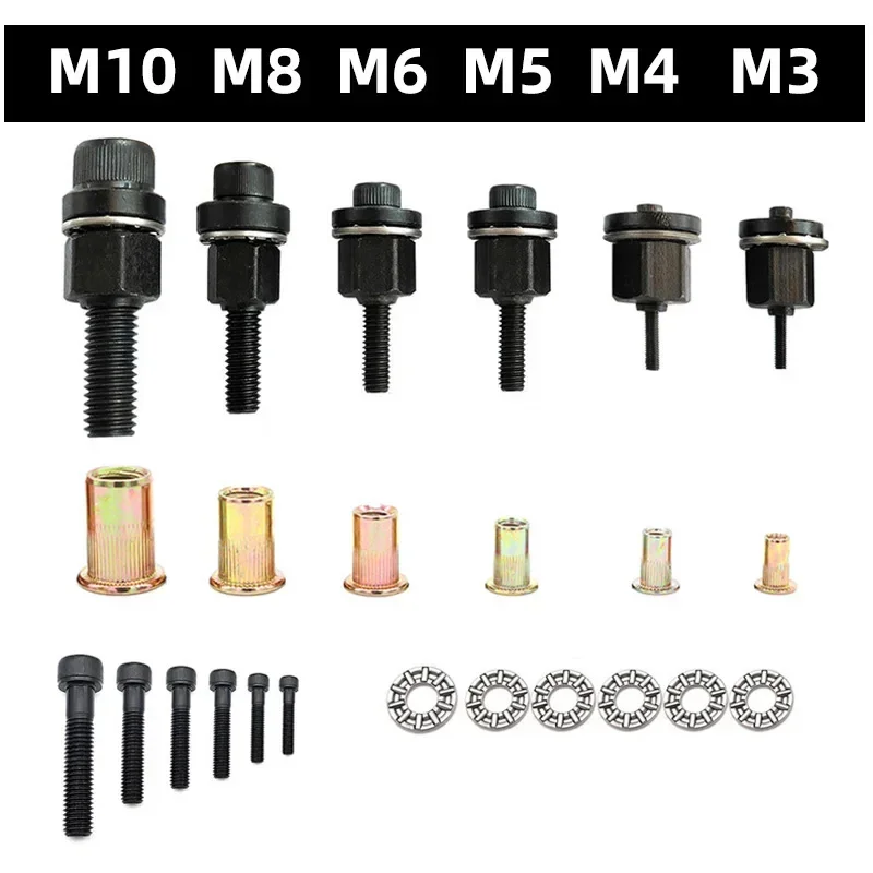 Ferramenta de porca de rebite, adaptador de broca m3 m4 m5 m6 m8 m10 m12 instalação simples elétrica manual sem fio rebitador placa de licença de metal