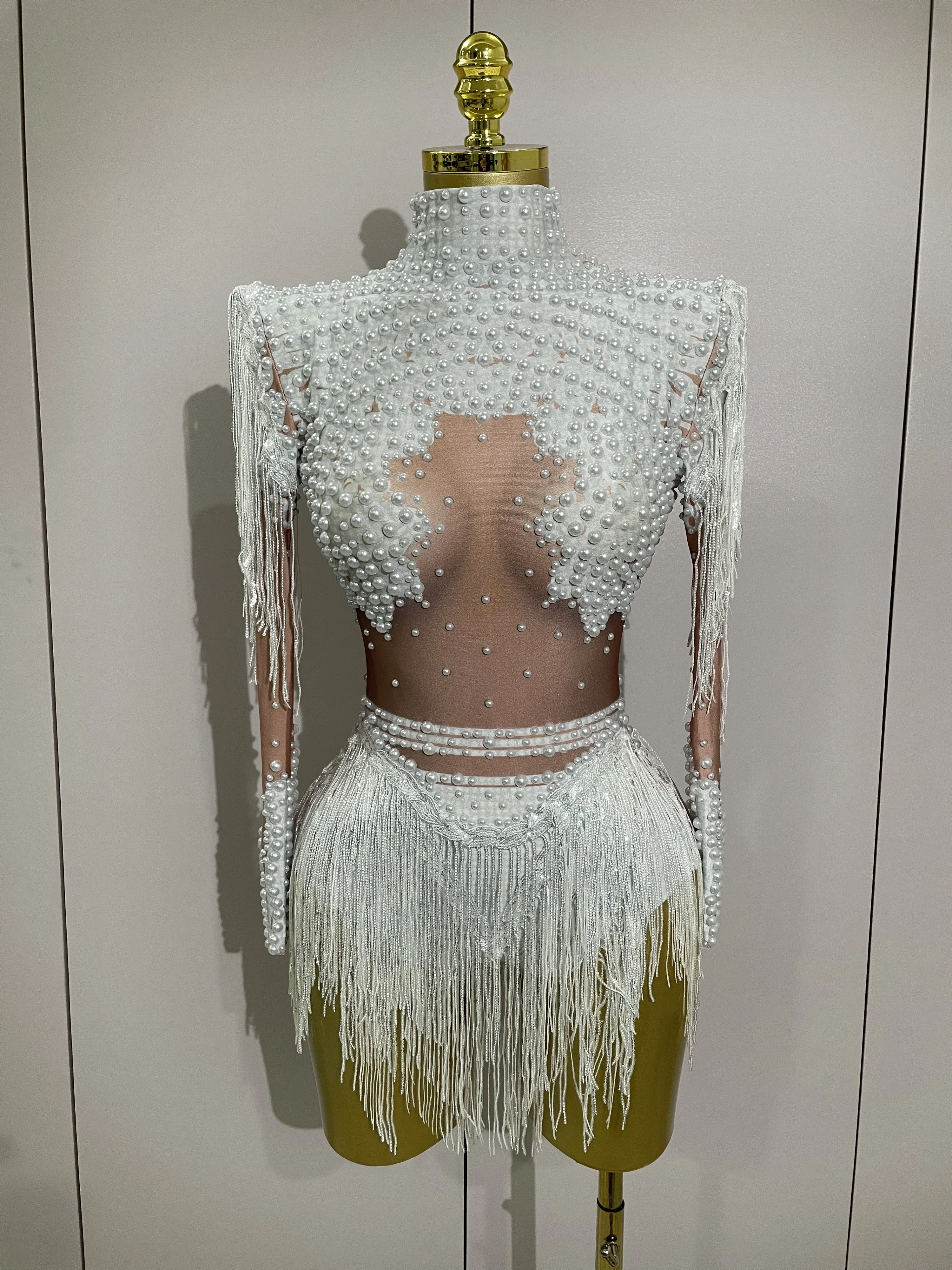 Frauen Sparkly Strass Pailletten Quaste Stretch Bodys 2025, Neue Ankunft Geburtstag Party Nachtclub DJ Bühne Leistung Kostüm