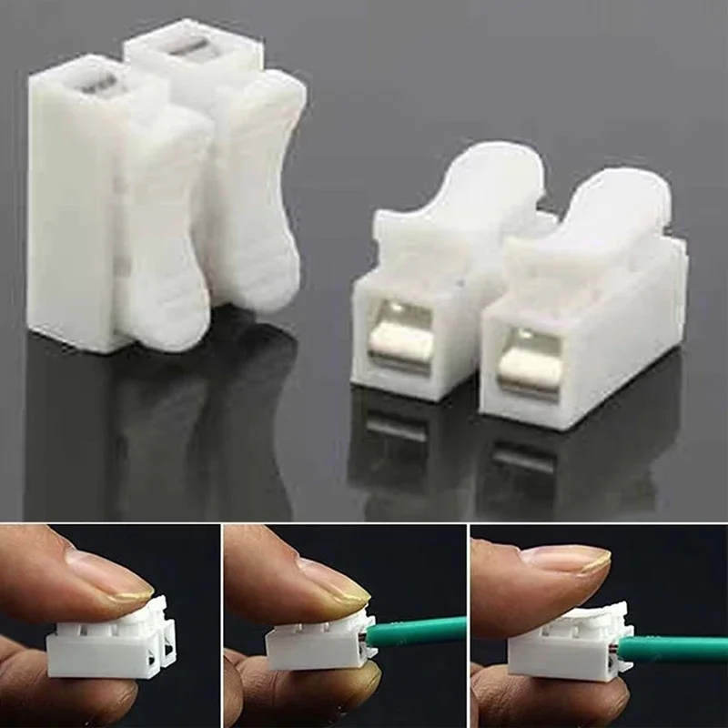 20/50Pcs No Solding Quick 1P 2P Cable Wire Connector No Screw Terminal Block Spring Clamp