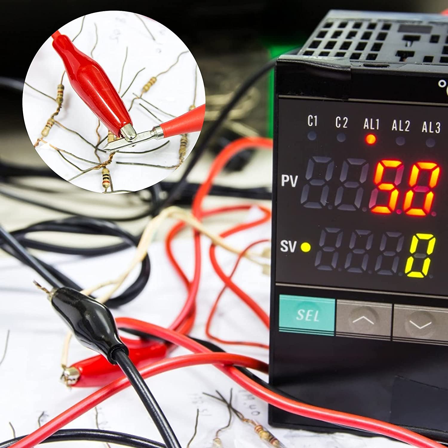 Clip de cocodrilo de 50cm y 28mm, Clips de cocodrilo de doble punta, Clip de Cable de prueba para pruebas eléctricas, conexión de circuito