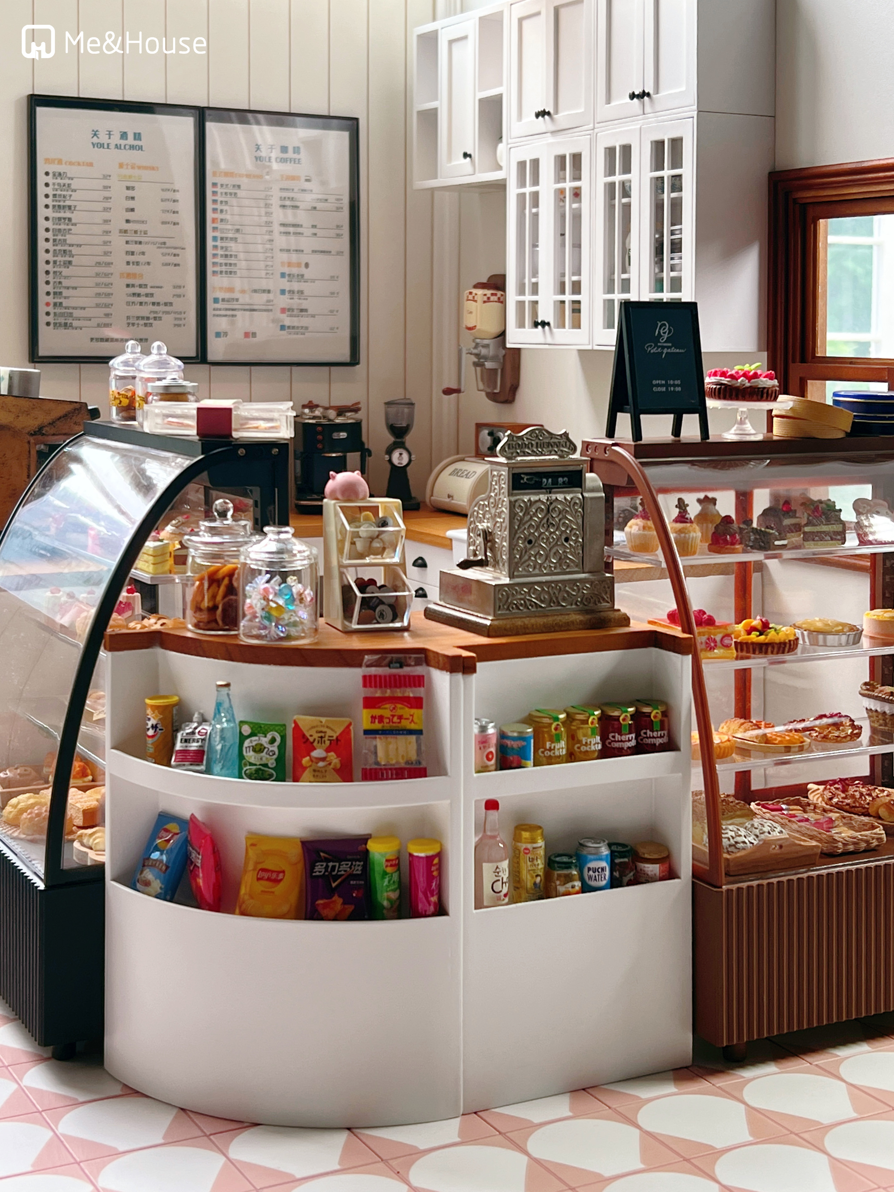 Modelo de casa de muñecas, muebles, accesorios, mini modelo, gabinete de pastel, 1/6