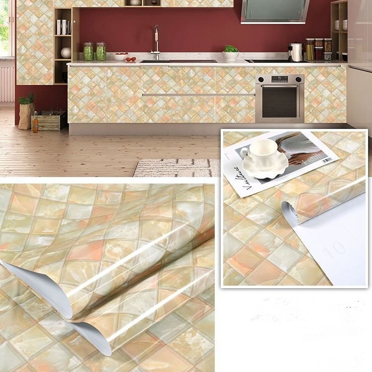 Papel tapiz de mármol de 80cm de ancho, vinilo impermeable a prueba de aceite de cocina moderna, autoadhesivo de prevención de incendios, pegatina de pared para decoración de Ambry