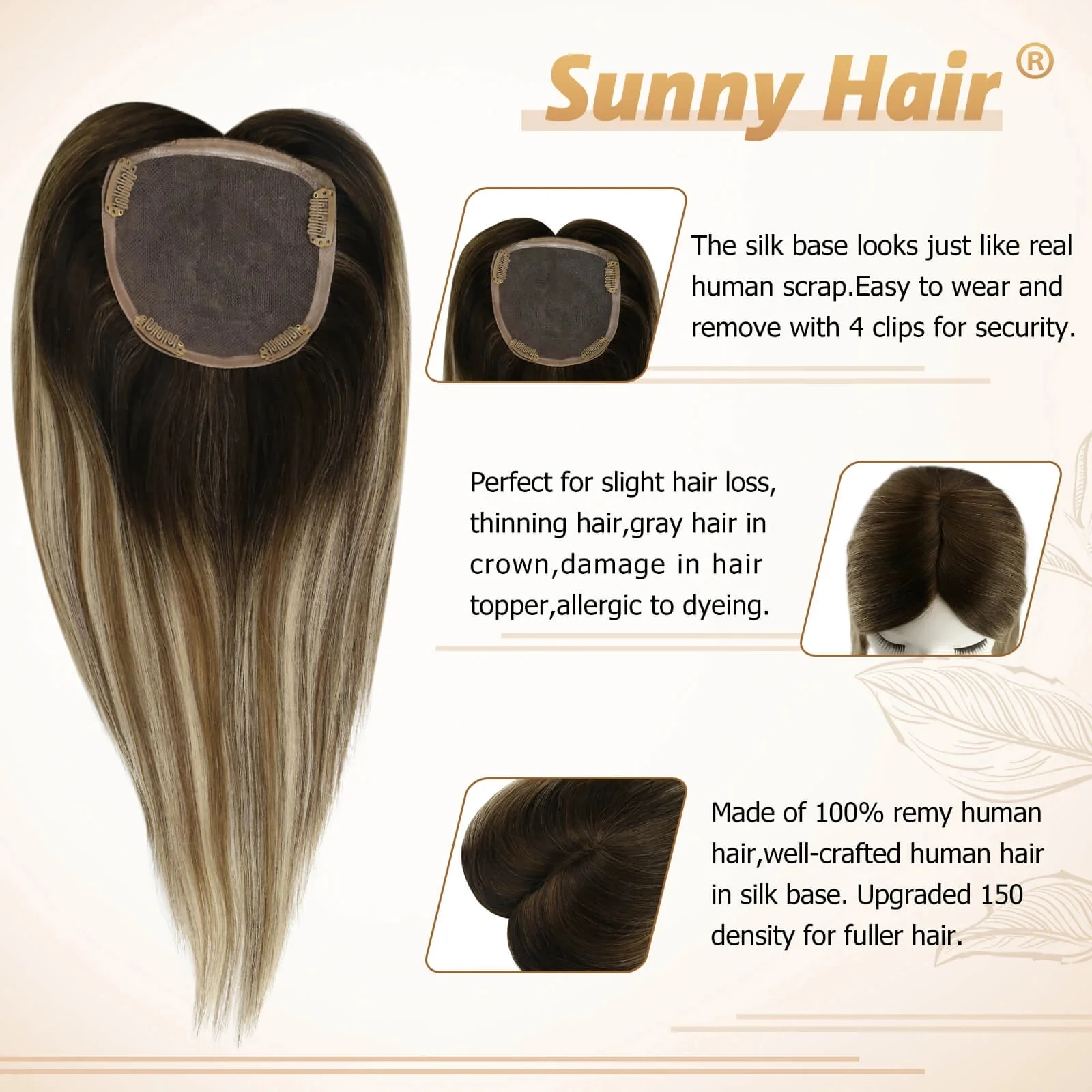 VeSunny Tóc Trang Trí Đồ Tóc Mono Căn Cứ Topper 100% Con Người Thực Sự Tóc Tay Toupee Với 4 Kẹp 13*13 cm 12-18 "Tóc Của Con Người