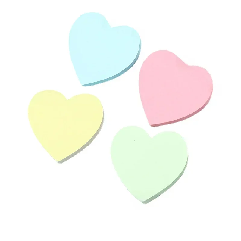 100sheets/pc Memo Pad Solid Color Heart Shaped Notepad for Staff Students Stationery Sticky Note Writing Pads Note Pad