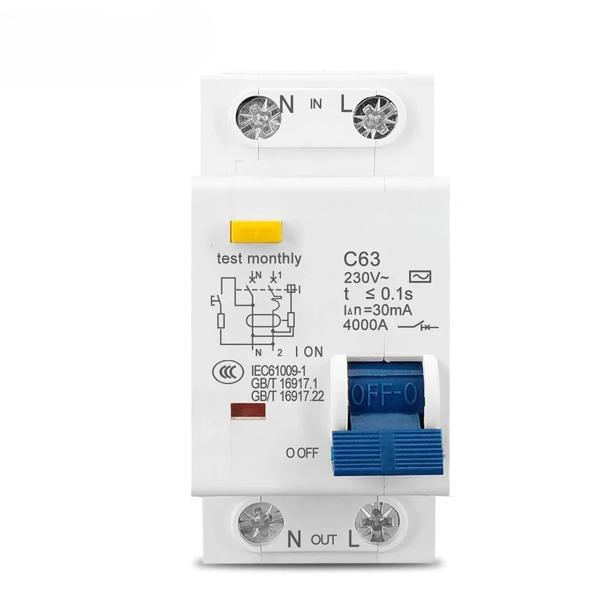 Disyuntor residual de 230V 1P+N con protección contra fugas de corriente sobretensión y corta RCBO MCB