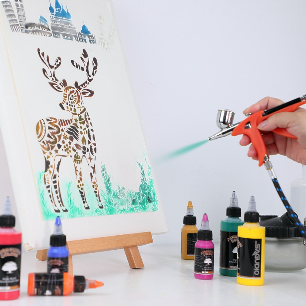 SAGUD-Juego de pintura para aerógrafo, pintura acrílica fluorescente opaca y a base de agua para zapatos, uñas, arte, modelo DIY, 30ML, 12/24 colores