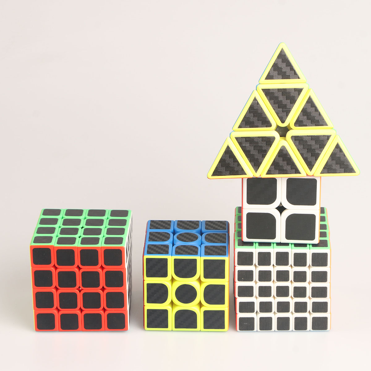 カーボンファイバーステッカー 2x2 3x3 4x4 5x5Pyramidprofessional スピード楽しい教育指先圧力軽減パズルおもちゃ