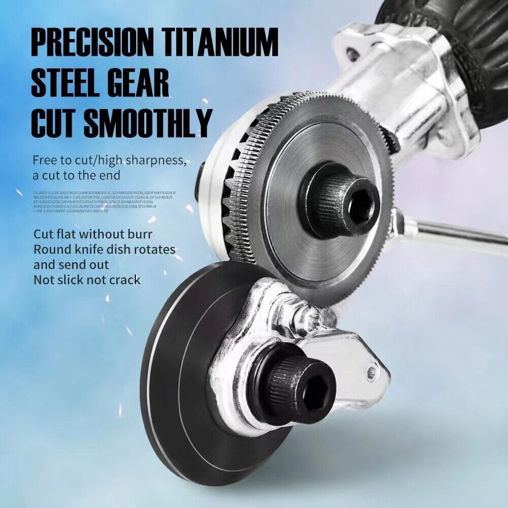Elektrische Bohrmaschine, Schere, Plattenschneider, Metallknabber, Bohraufsatz, doppelköpfiger Blattschneider, stanzfreies Schneidwerkzeug