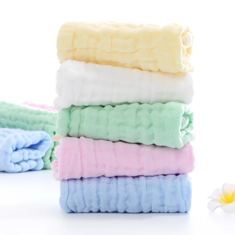 5pcs 100% Cotton Gauze Baby Towels 30*30cm Square Soft Solid Color Newborn Infant Wash Face Hand Bathing Towel Bibs Handkerchief