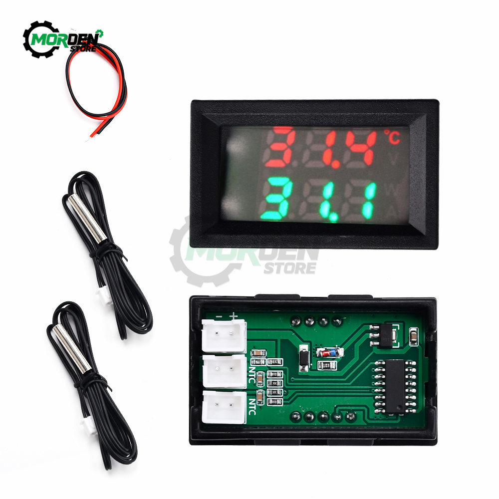 DC4-30V 5V 12V 0,28 pulgadas pantalla LED Dual NTC 10K 3950 voltímetro Sensor de temperatura Digital termómetro con Cable de sonda NTC
