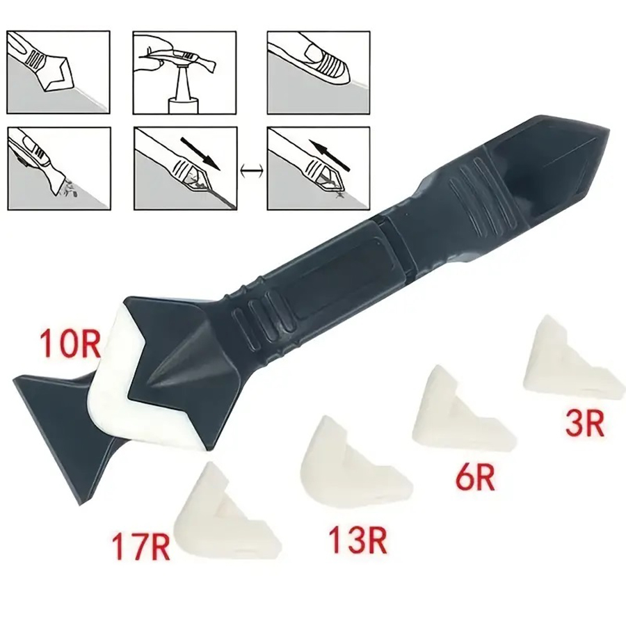 5 In 1 Silicone Scraper Glue Caulk Remover Caulking Finisher Smooth Grout Beauty Sewing Kit Floor Mould Removal Hand Tools Set