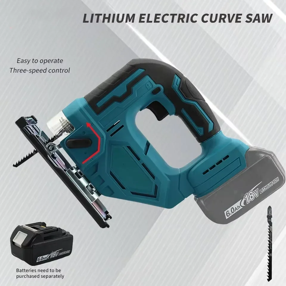 For 18V Makita 3000RPM Electric Curved Saw Cordless Jig Saw Portable Multifunction Carpenter Power Tool No Battery