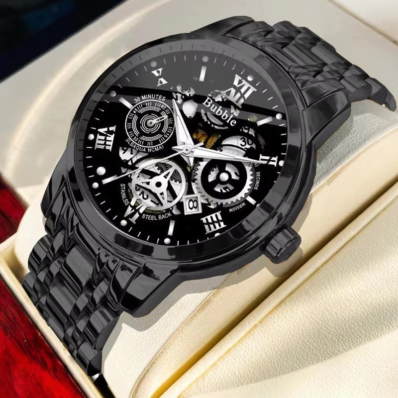 UTHAI Watch For Men Trendy High end Light Luxury Versatile Quartz Watches Waterproof Roman Hollow Male's Clock Watch V009