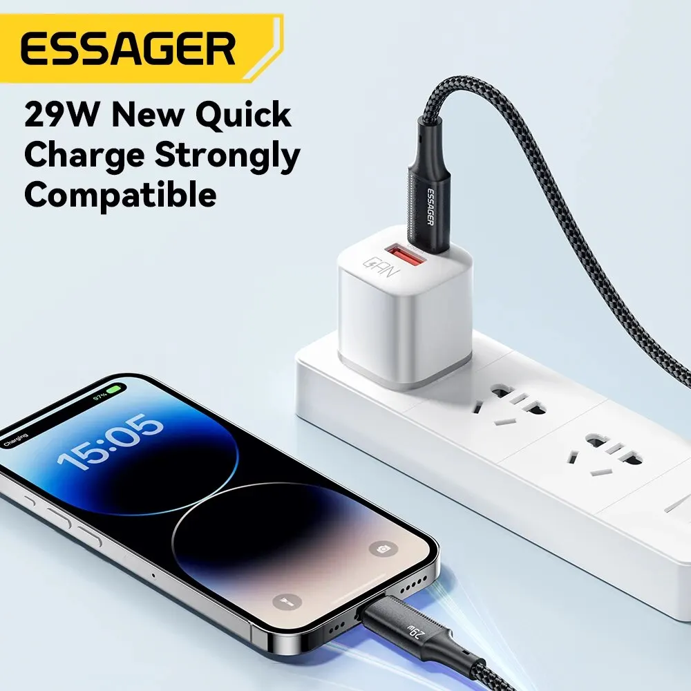 Essager-タイプCケーブル,急速充電,充電器,ワイヤーコード,ipad,macbook,iphone 14, 13, 12, 11 pro max,xs,xr,pd 29w用