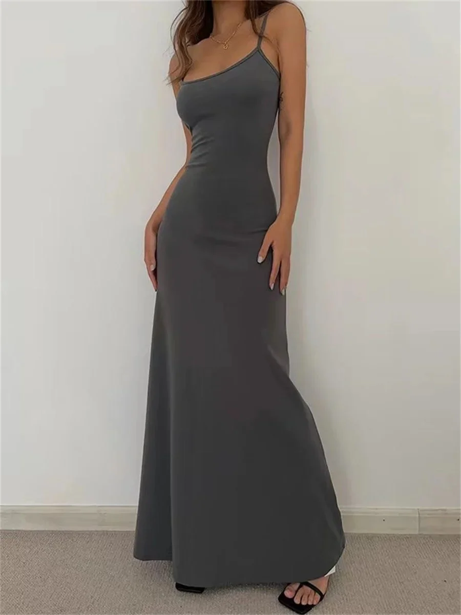 Mulher primavera verão estilo bodycon vestido feminino sexy sem mangas cinta de espaguete split bainha vestido vestidos