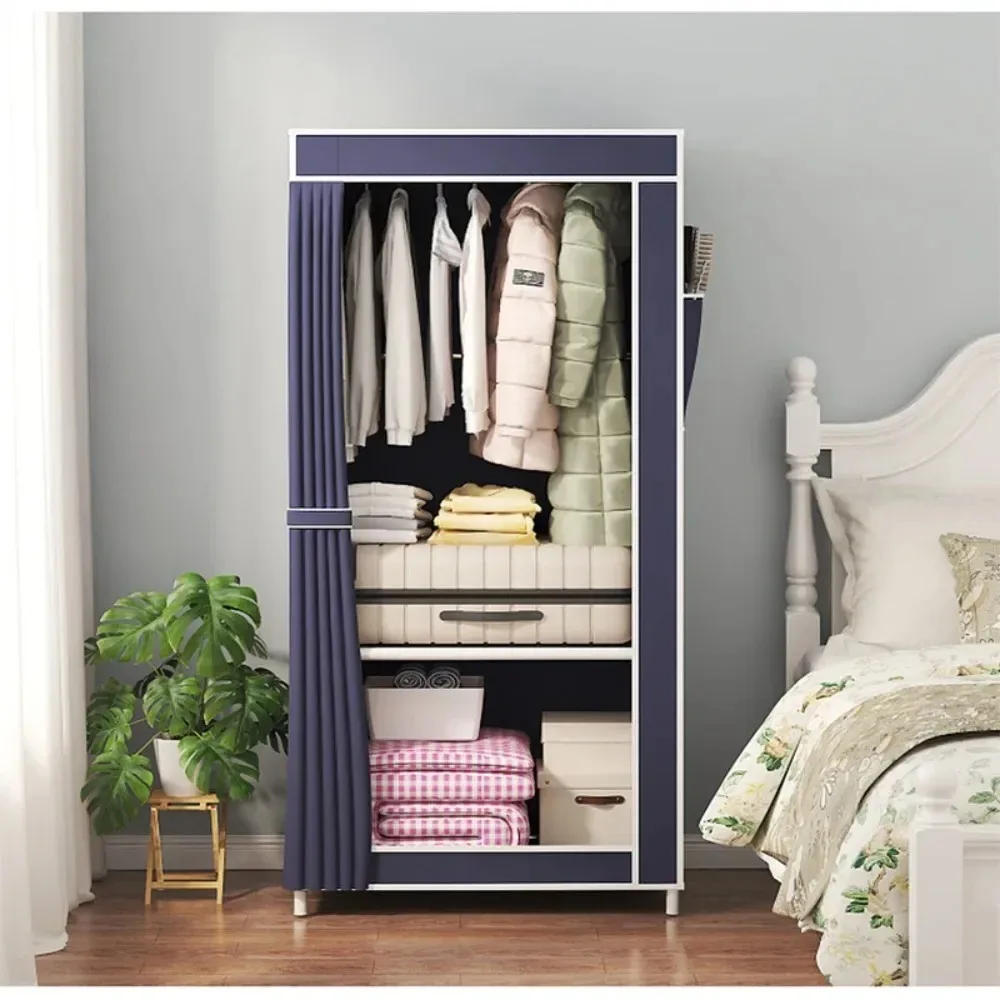 Simple ตู้เสื้อผ้าพับกันฝุ่น Garderobe แบบพกพาตู้ห้องนอน Minimalist ยืนผ้าผ้า Organizer