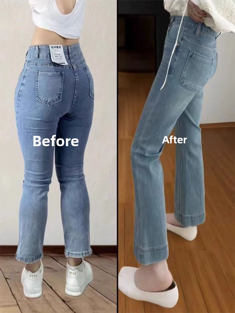 High Waist Stretchy Micro Flared Jeans Women's Autumn plus Size orties Slim Straight Leg Ankle Length Denim Pants