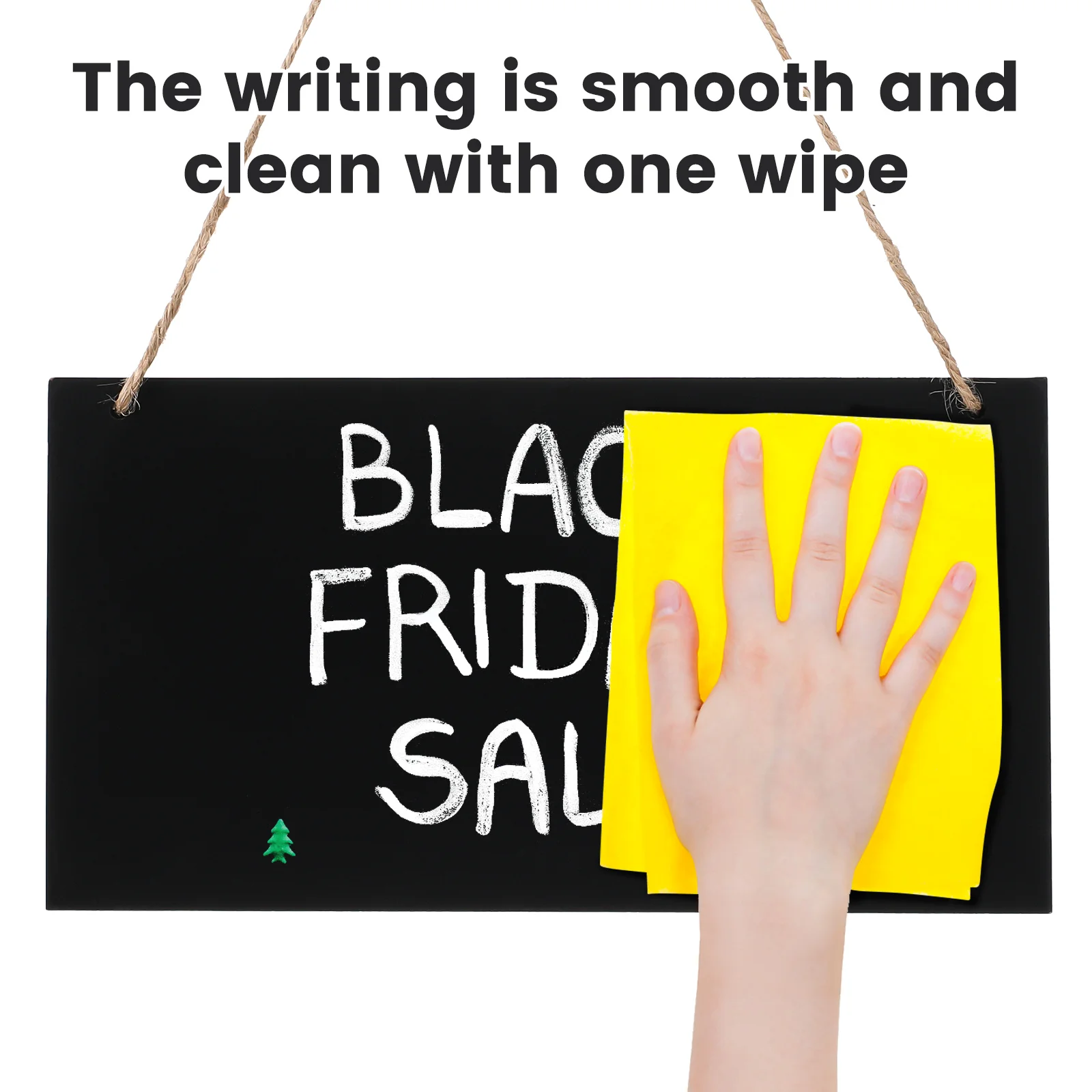 Rectangle Erasable Blackboards Hanging Board Chalkboards Display Restaurant Menu Place Card Material Rope Mini Signs