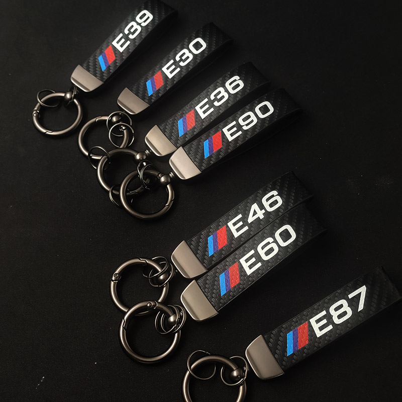 LLavero de cuero y carbono 2024, llavero con logotipo para BMW E49 E90 E91 E92 E39 E30 E36 E60 E61 E87 M, accesorios deportivos