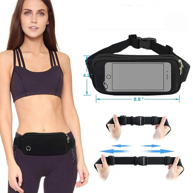 Riñonera deportiva con cremallera para correr, riñonera ajustable para ciclismo, Yoga, senderismo, viajes, entrenamiento, caminar, pesca, Fitness