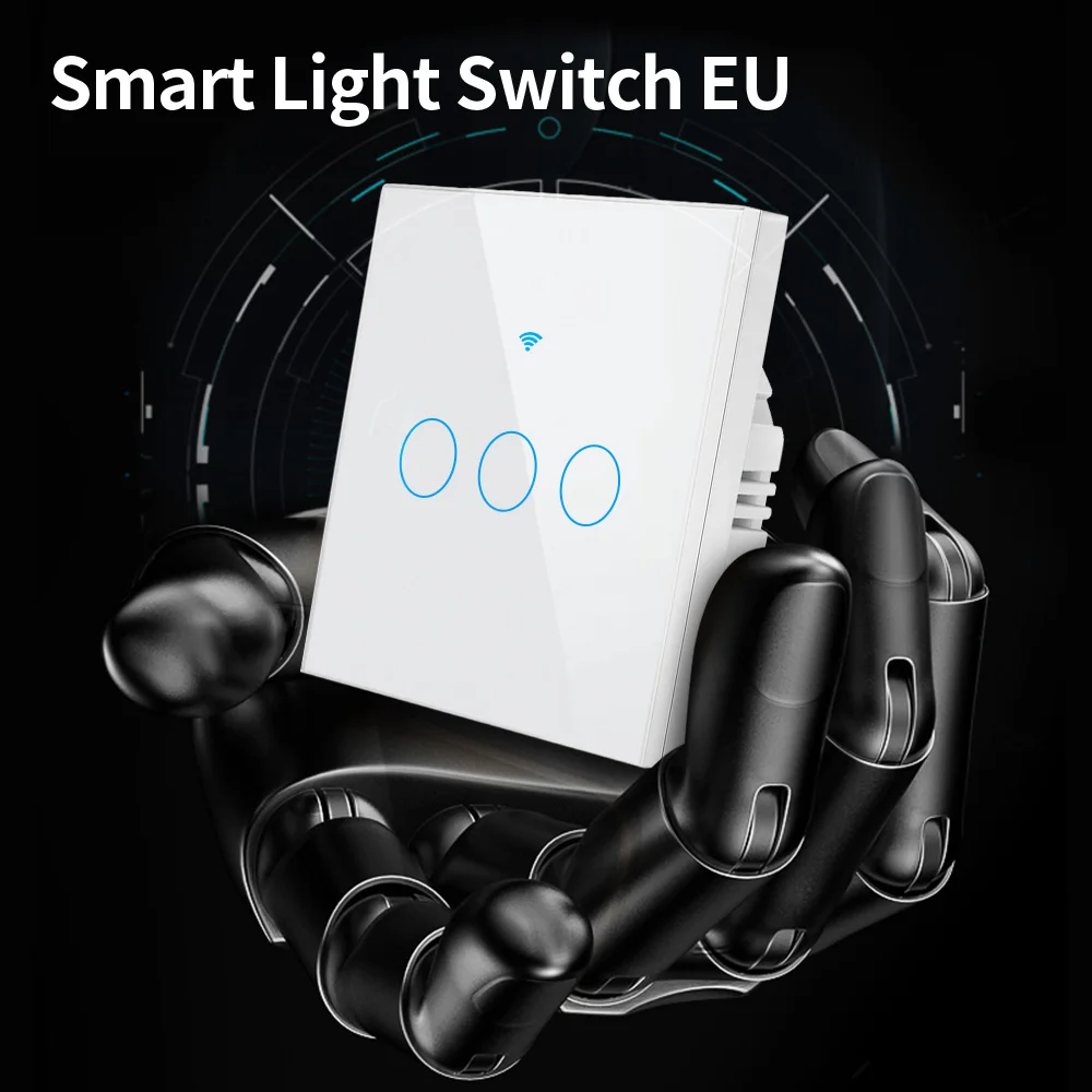 TNCE Tuya WiFi interruptor inteligente UE 1/2/3/4 Gang RF433 Panel de pared Interruptor táctil de luz funciona con Alexa Google Home Control de voz