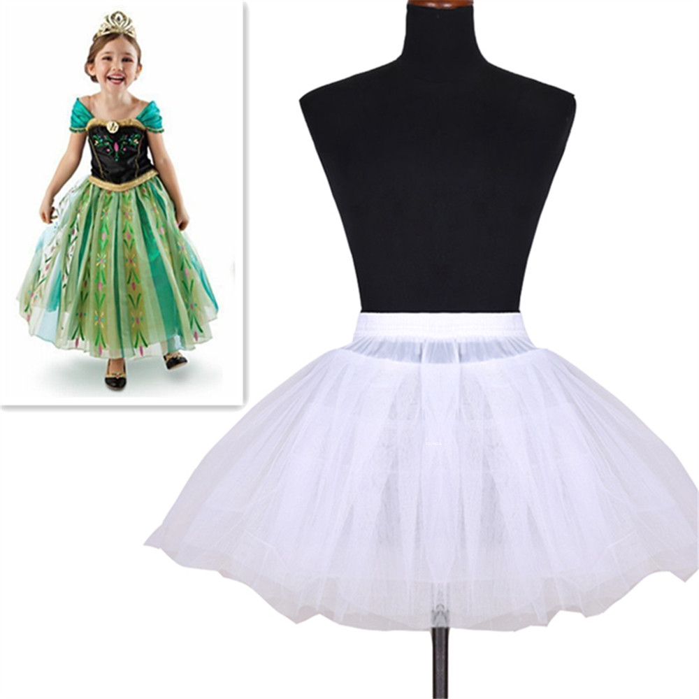 Branco crianças petticoat a linha 3 aros uma camada crianças crinoline renda guarnição flor menina vestido underskirt cintura elástica