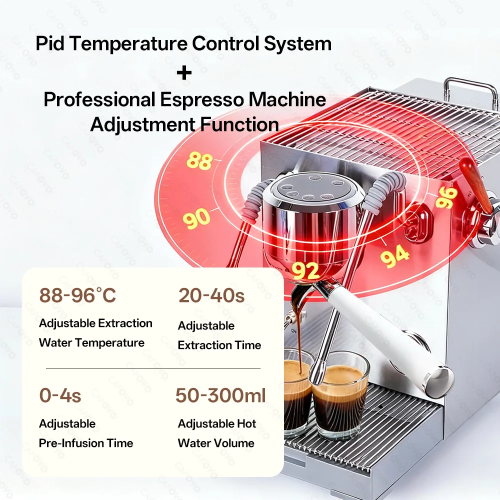CAFOVO E120 9Bar Commercial Dual Boiler Espresso Machine ULKA Pump OPV System with OLED Display for Cafe Coffee Maker 220V