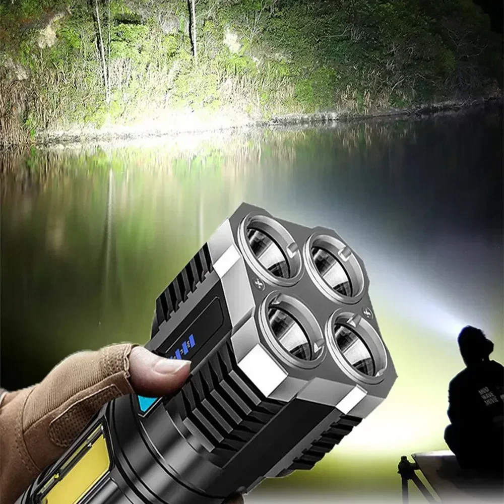 Lanternas led recarregáveis de alta potência 7led tocha de acampamento com luz lateral cob leve iluminação ao ar livre material abs
