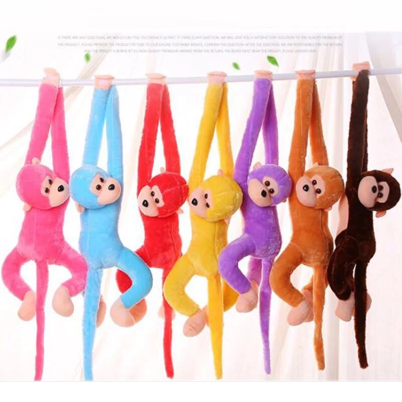 Jouets de singe en peluche colorés, accessoires de photographie de singe à bras longs colorés, poupée de singe rembourrée électrique résistante aux chocs, Cur suspendu