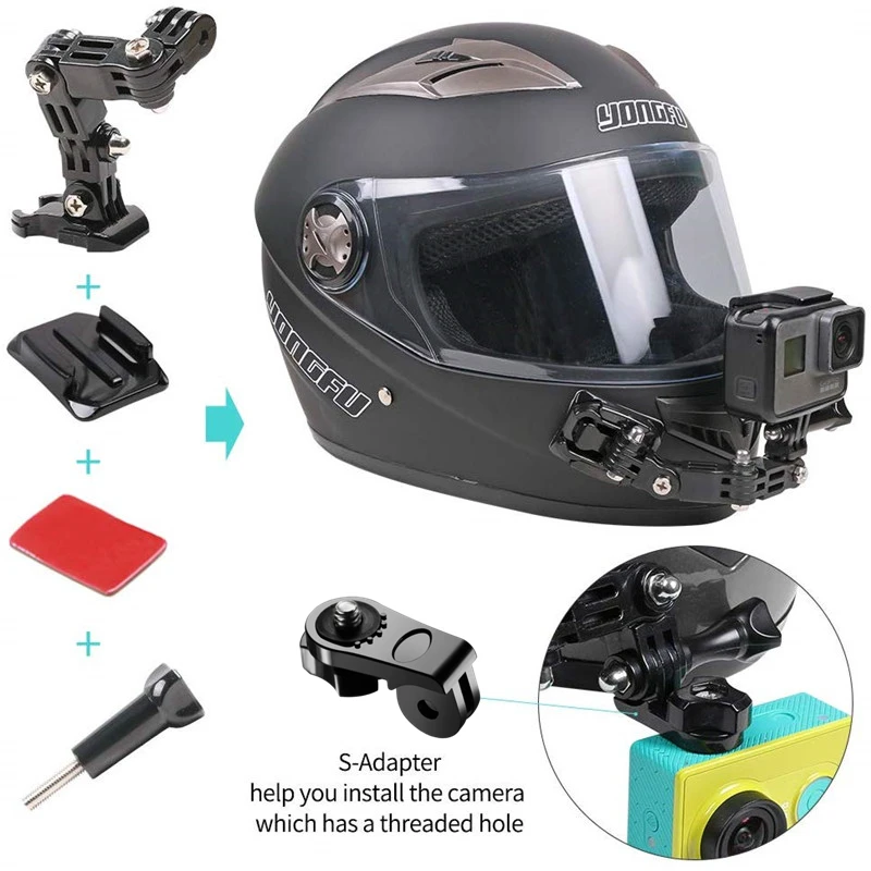 GoPro Hero 1110 9 8 7 용 오토바이 헬멧 키트 액션 카메라 액세서리 세트 Go Pro 용 턱 마운트 브래킷 자전거 턱 마운트