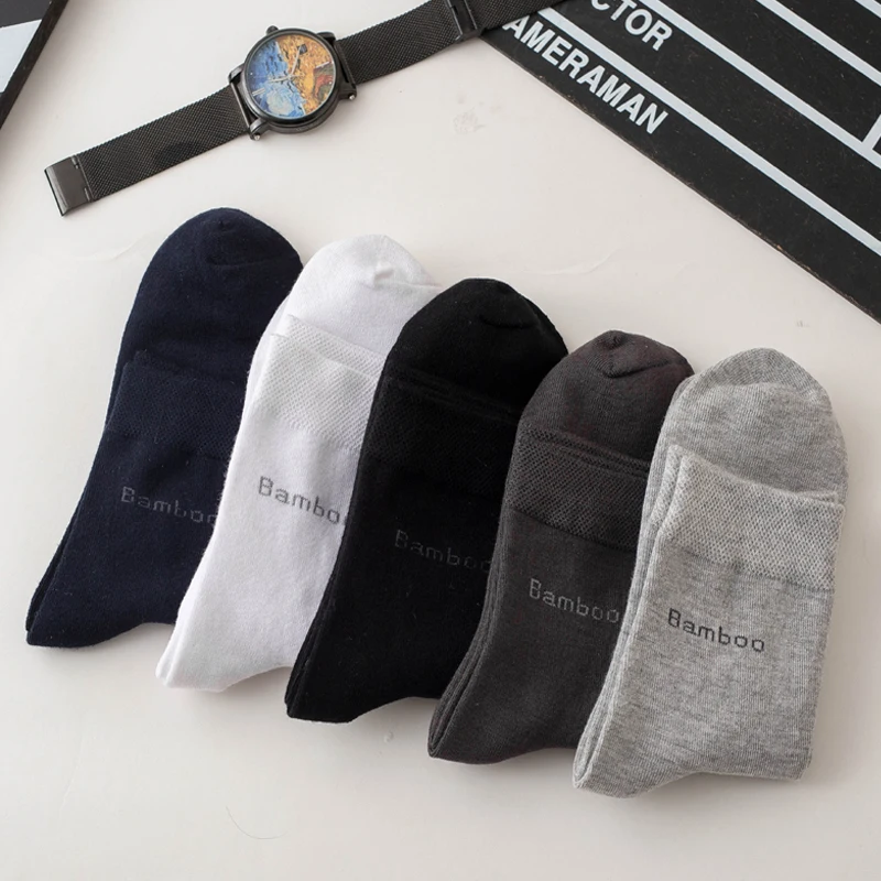 10 pares de calcetines de fibra de bambú para hombre, calcetines informales de negocios antibacterianos, cómodos y transpirables, calcetines de alta calidad para hombre de talla grande EU38-46