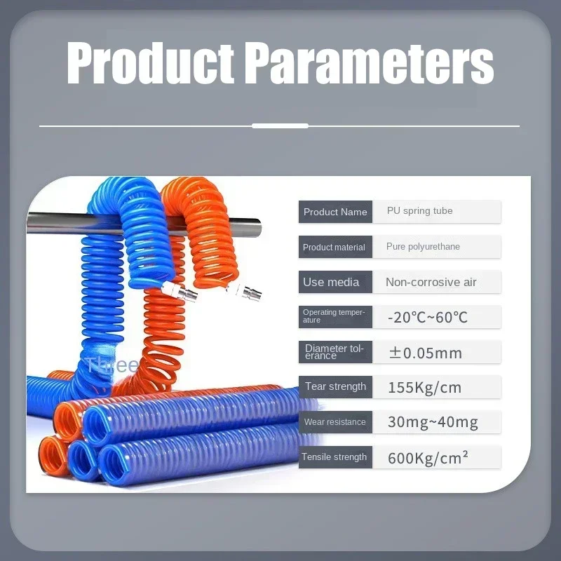 3/6/9/12/15M PU Air Compressor Hose Tube Flexible Air Tool With Connector Pneumatic Polyurethane Spring Spiral Pipe With joint