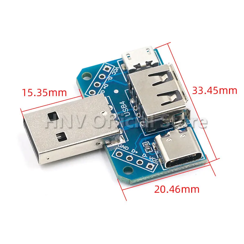 Conector USB macho/MINI MICRO USB A Adaptador DIP hembra, conector 2,54, conector B Tipo C, USB 2,0, convertidor PCB hembra 3,0, 1 ud.