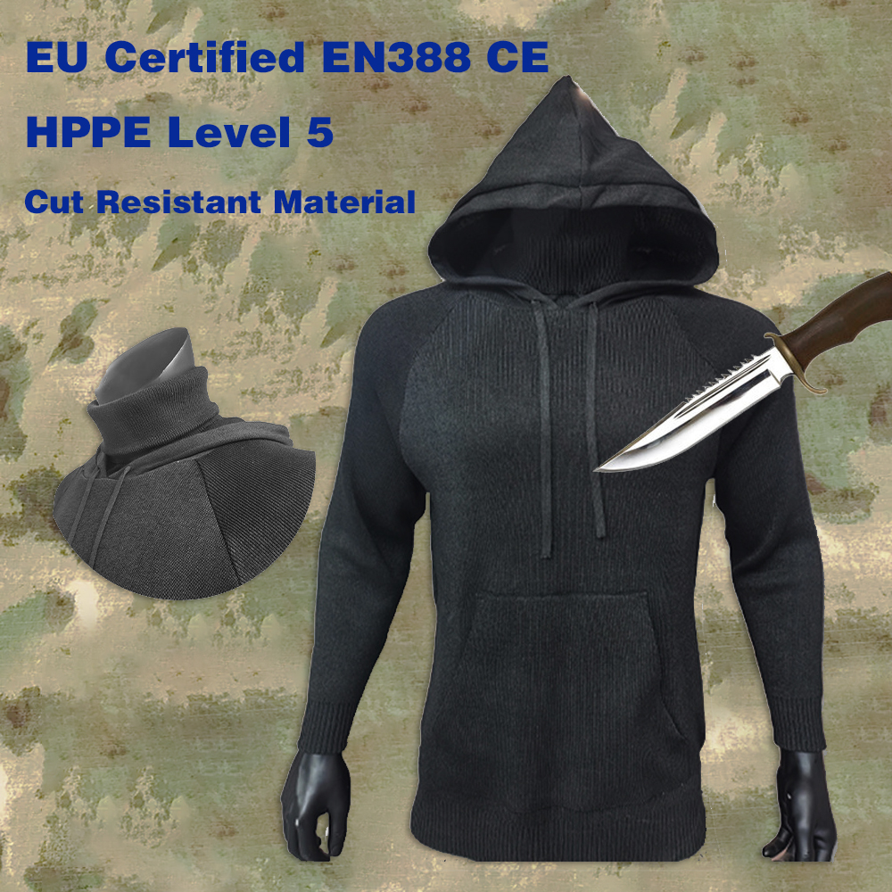EU EN388 CE уровень 5, одежда с защитой от порезов, толстовка с чехлом на шею, уличная защитная одежда, устойчивая к порезам для самообороны на открытом воздухе