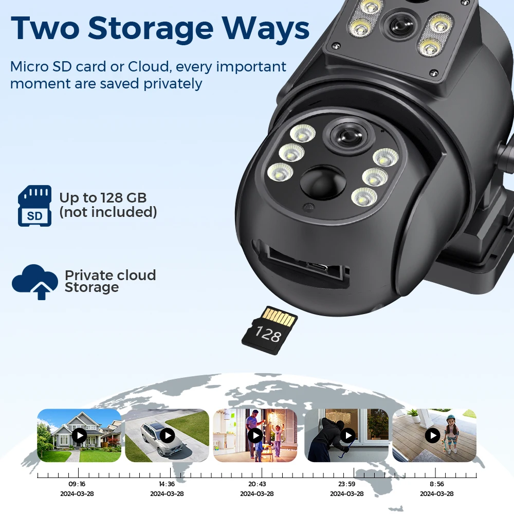 ABUNTU 8MP 4K Telecamera solare wireless Wifi Doppio schermo ICSEE Telecamera di sicurezza Pannello solare 365 giorni in standby PIR Rilevamento umano
