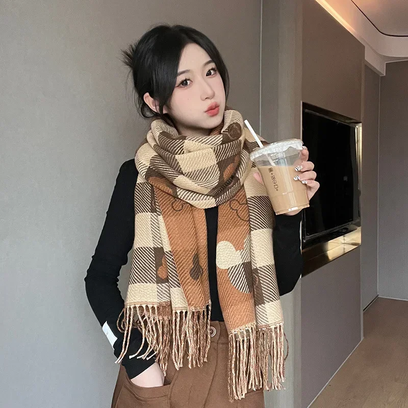 Disney หรูหราฤดูหนาวผ้าพันคอผ้าพันคอผู้หญิงอะนิเมะ Mickey Mouse Design Pashmina ผ้าห่มผ้าพันคอหญิง Shawl Wraps ของขวัญ