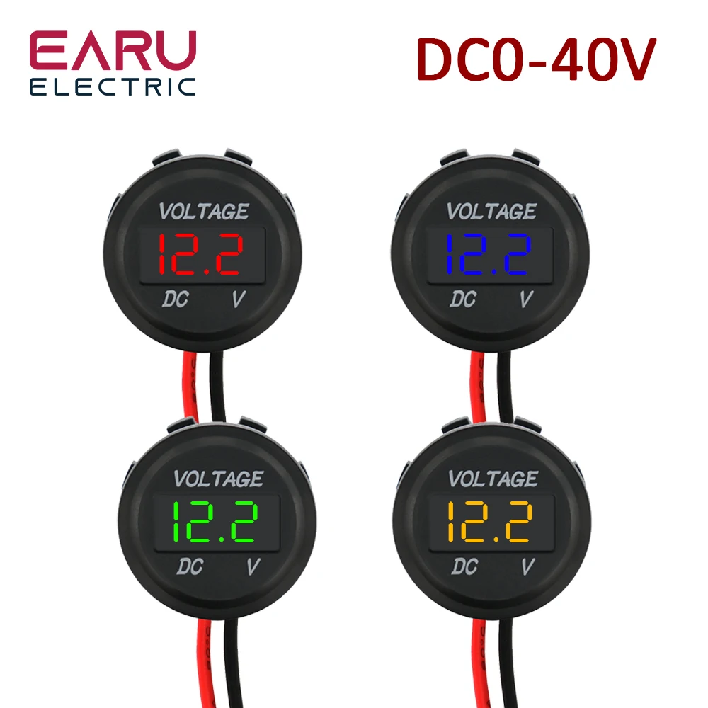 earu DC 0-40V Waterproof Voltmeter LED Digital Display Voltage Meter for Car Motorcycle battery LED Panel Volt Monitor 12V