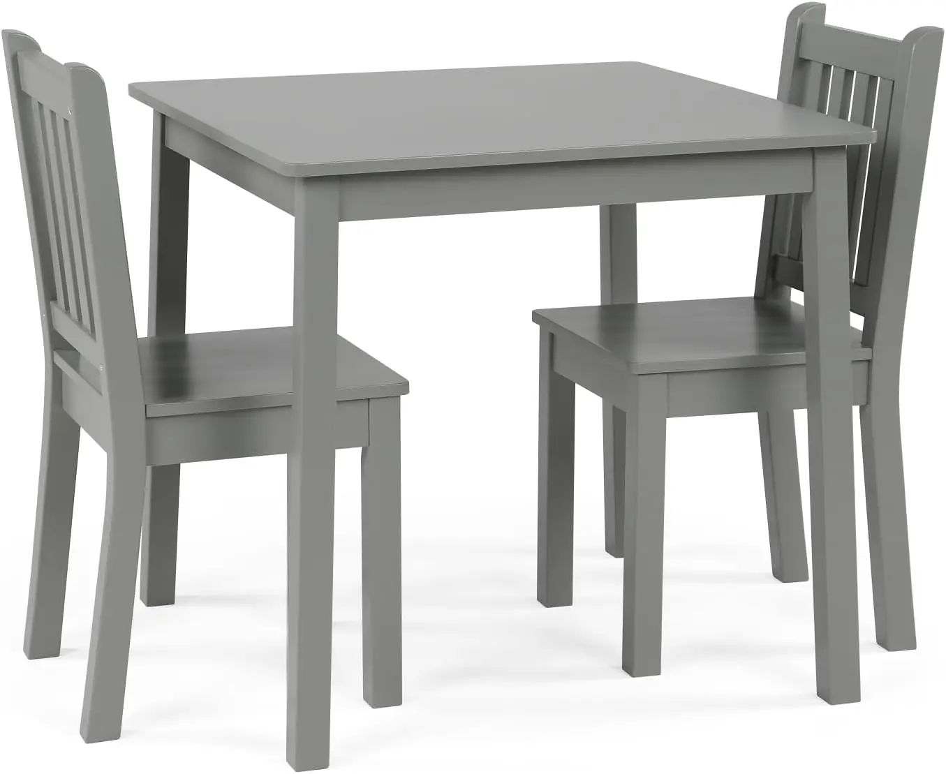 Kids Wooden Table and 2 Chairs Set, Grey - Square Kids Table and Chair Set for Toddlers and Children for Arts, Crafts, a