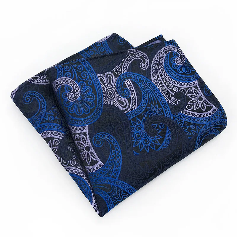 ファッション高級マンポケット正方形のハンカチシルクスーツジャカード織ハンカチペイズリーデザイン 25 センチメートルウェディングパーティーハンカチ