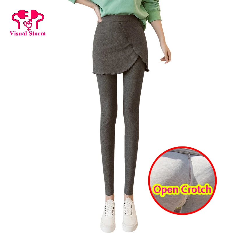 女性用オープンクロッチレギンス,2枚,股間開口部,セクシー