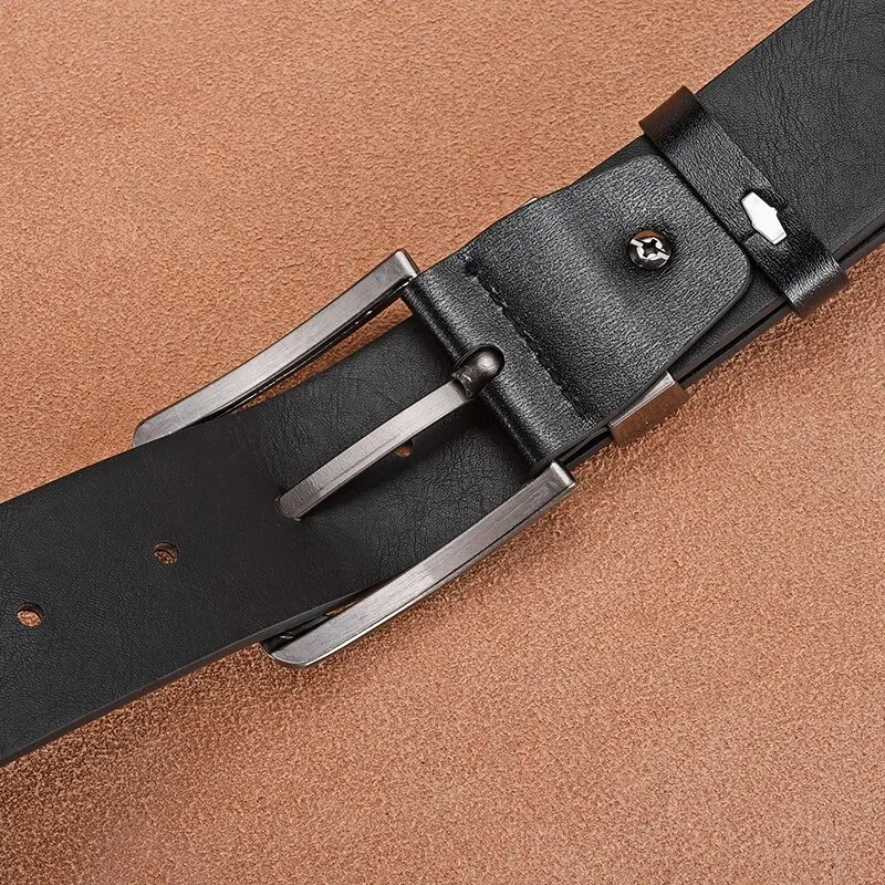 Couro genuíno para homens de alta qualidade fivela jeans cowskin cintos casuais negócios cowboy cintura masculino designer moda 2025new