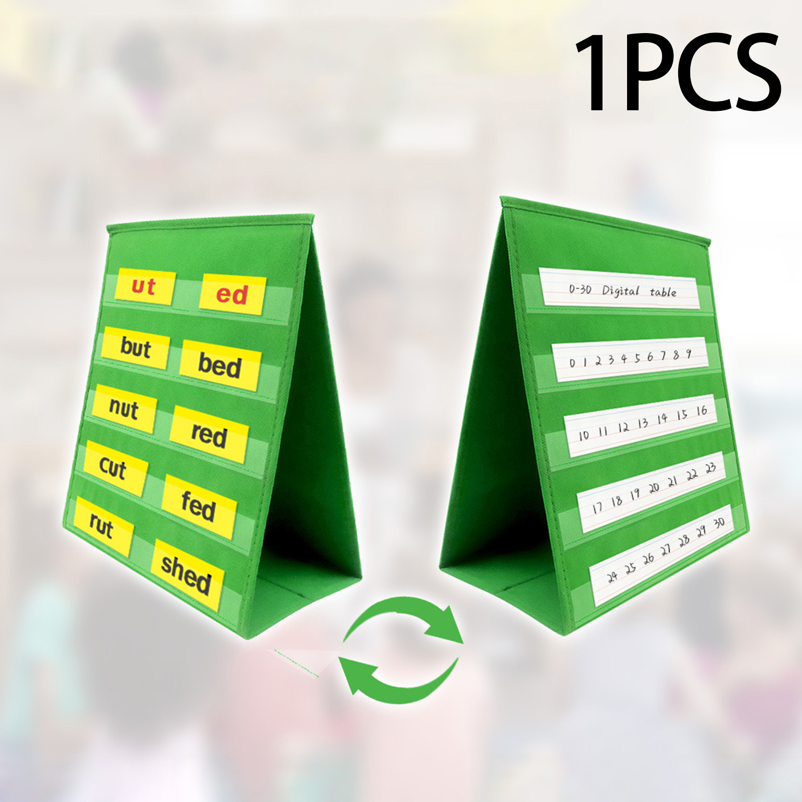 Selbststehendes Lehr-Taschendiagramm, faltbar, doppelseitig, Desktop-Taschendiagramm für den Heimunterricht, Klassenzimmer, Büro, Kindergarten