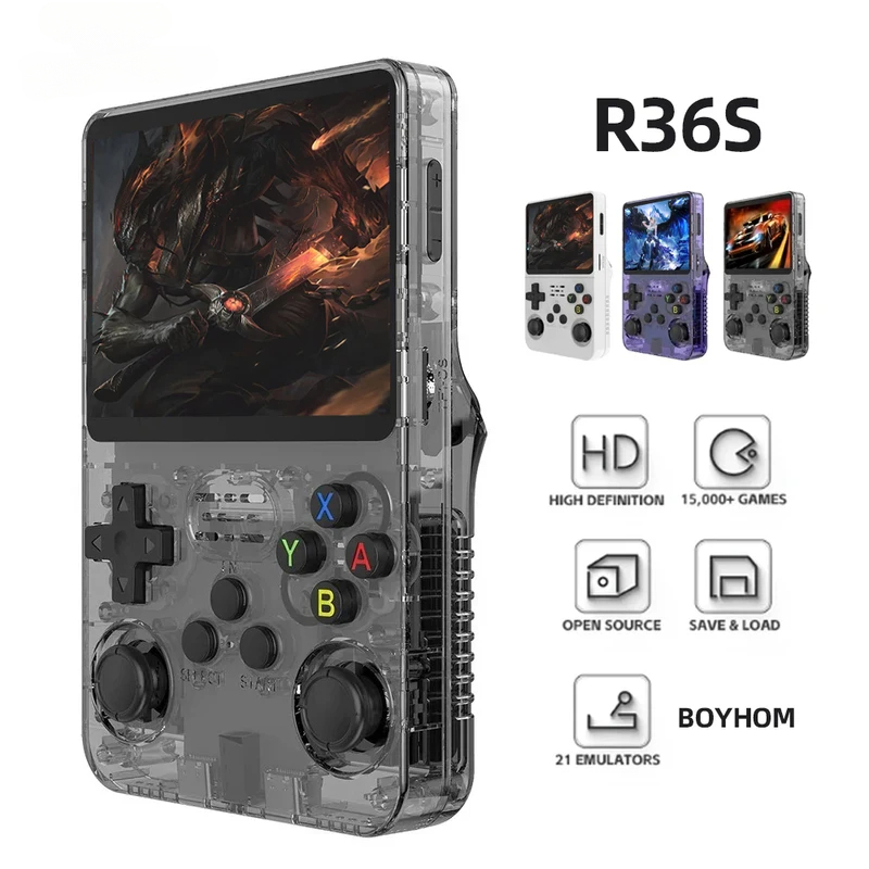 Consola de videojuegos portátil Retro R36S de 128G, sistema Linux, pantalla IPS de 3,5 pulgadas, reproductor de vídeo portátil de bolsillo R35s Pro, juegos de 64GB