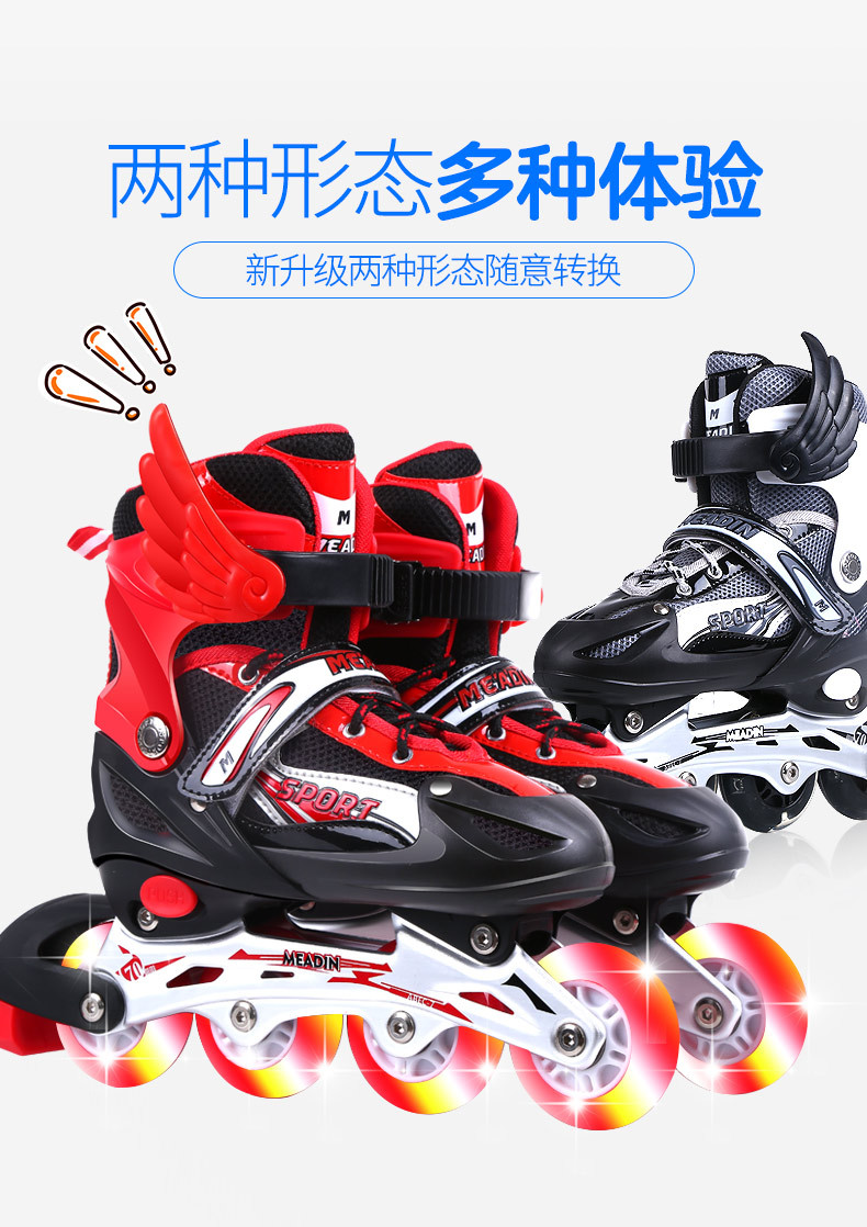 Patins pour enfants patins réglables ensemble complet de patins à roulettes de pratique en plein air en ligne clignotants