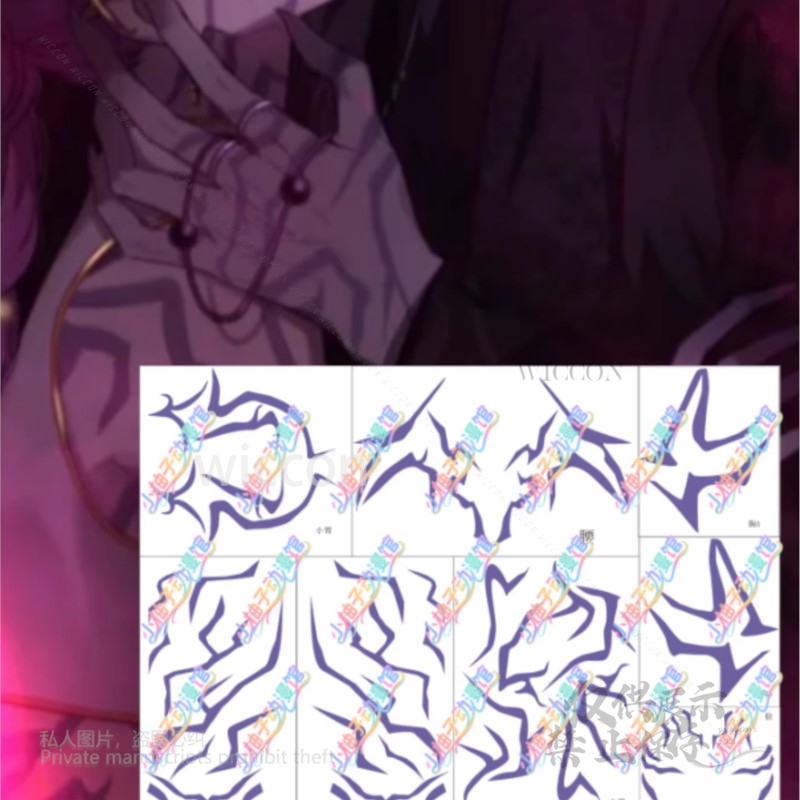 Anime Huntrix Demo N Hunters k-pop Devil Boys Jinu Rumi tatuaje Prop cuerpo pegatinas de rayas Cosplay disfraz fiesta de Halloween